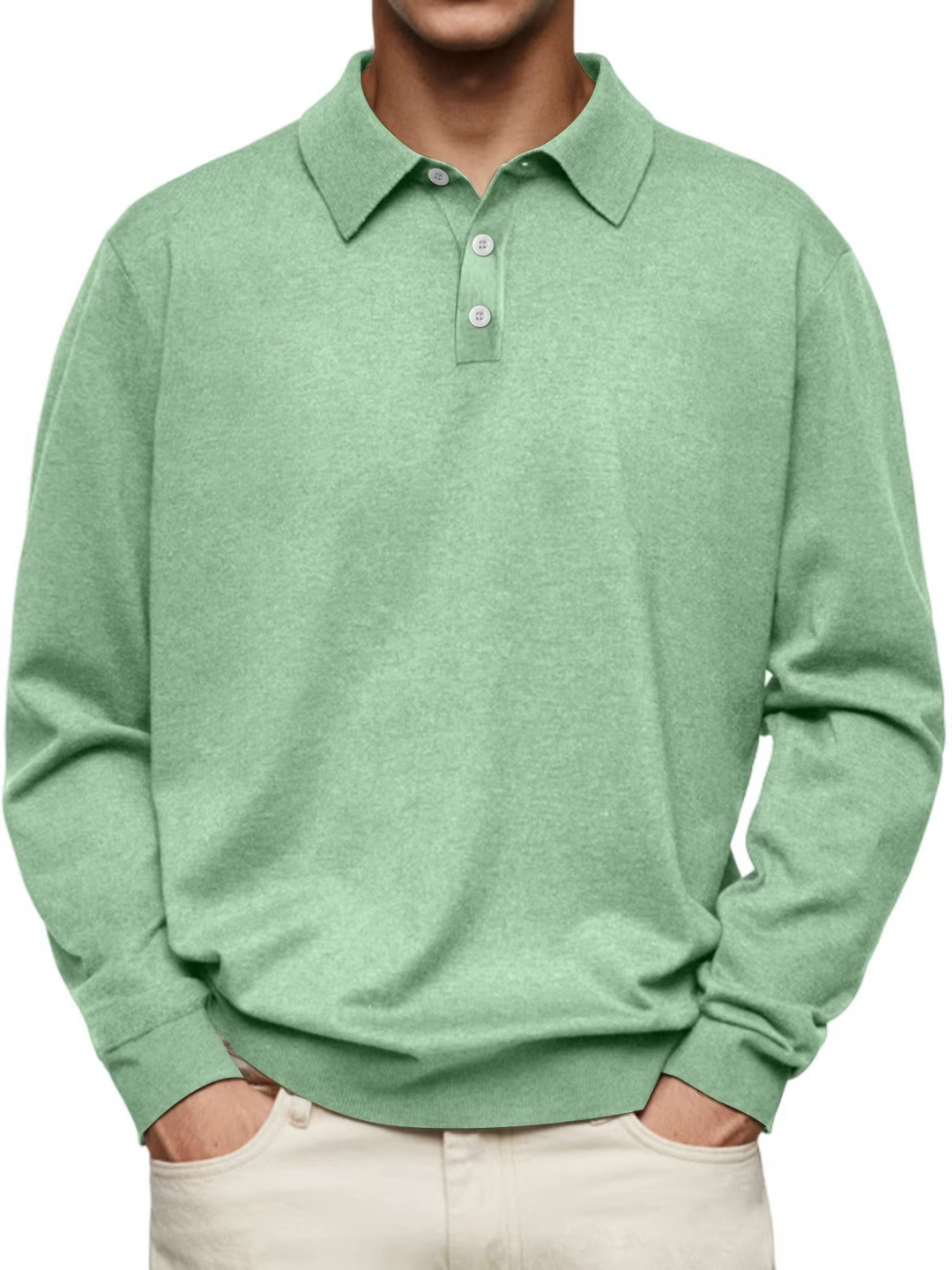 Olivier - Langärmliges Polo mit gemustertem Kragen