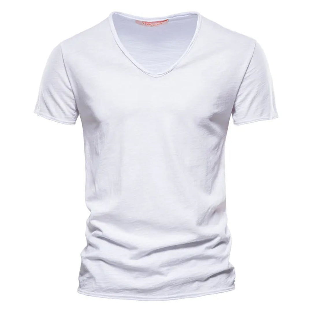Jackson - Soft-Touch Slub-T-Shirt mit V-Ausschnitt