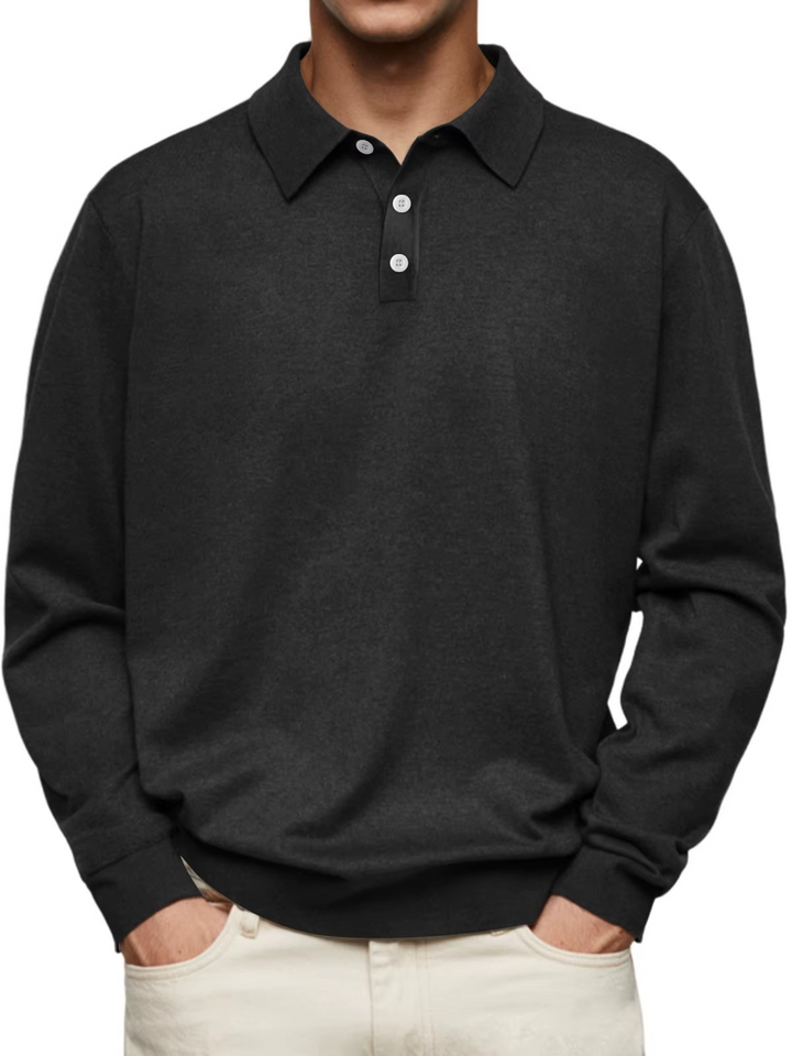 Olivier - Langärmliges Polo mit gemustertem Kragen