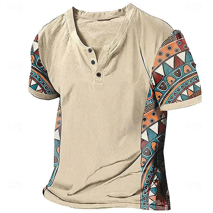 Zachary - Vintage-inspiriertes Henley-Shirt mit Tribal-Print