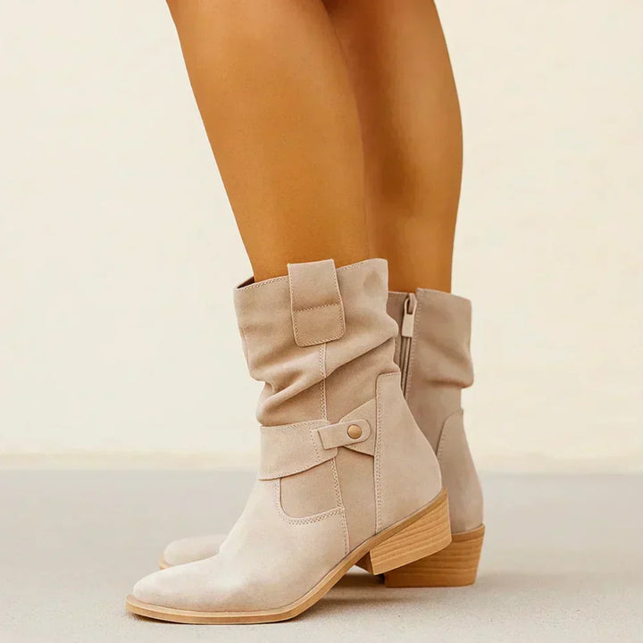 Calluna - Wadenhohe Stiefel mit Blockabsatz und Soft-Touch-Finish