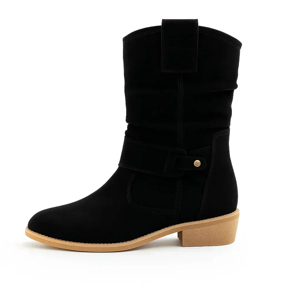 Calluna - Wadenhohe Stiefel mit Blockabsatz und Soft-Touch-Finish