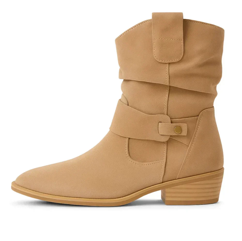 Calluna - Wadenhohe Stiefel mit Blockabsatz und Soft-Touch-Finish
