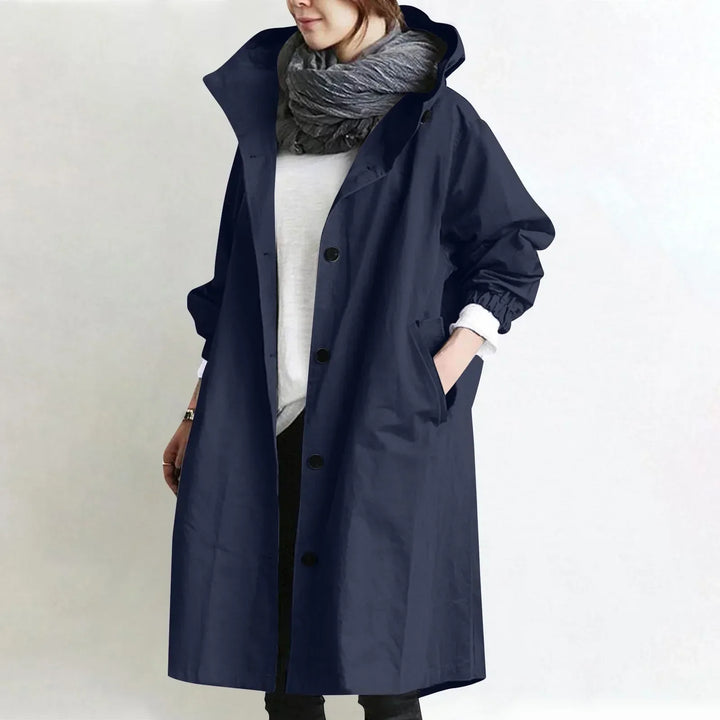 Yelina - langer Trenchcoat mit Kapuze