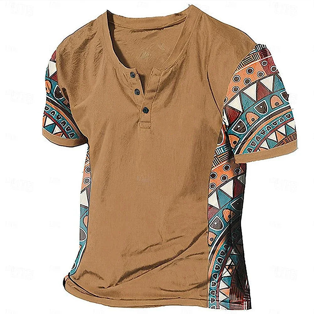 Zachary - Vintage-inspiriertes Henley-Shirt mit Tribal-Print