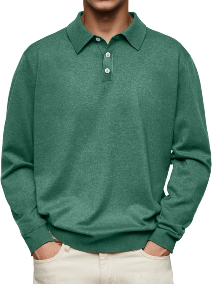 Olivier - Langärmliges Polo mit gemustertem Kragen