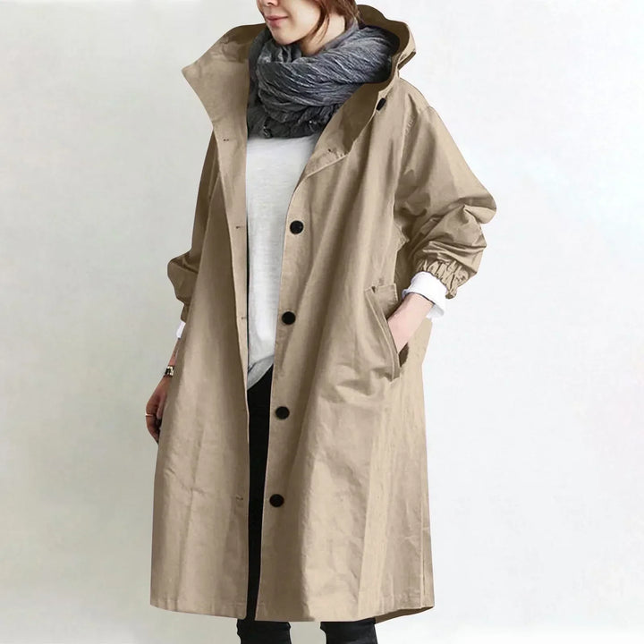 Yelina - langer Trenchcoat mit Kapuze