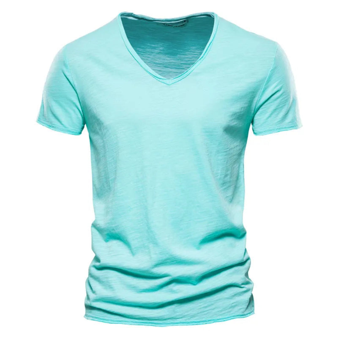 Jackson - Soft-Touch Slub-T-Shirt mit V-Ausschnitt