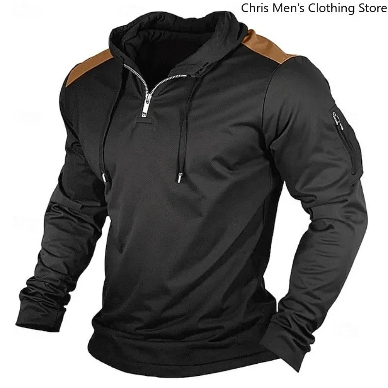 Carter - Half-Zip-Hoodie mit kontrastierenden Schulterpartien