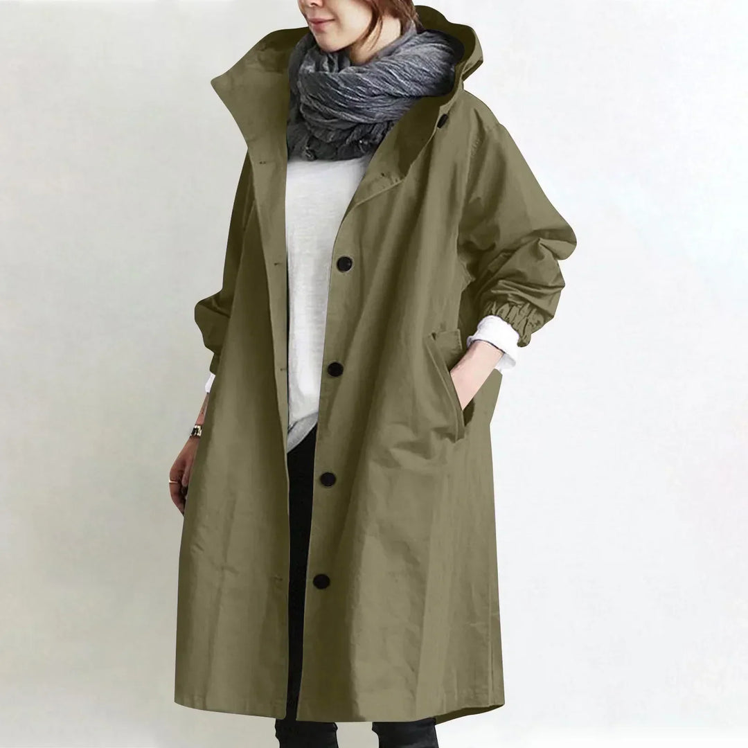 Yelina - langer Trenchcoat mit Kapuze