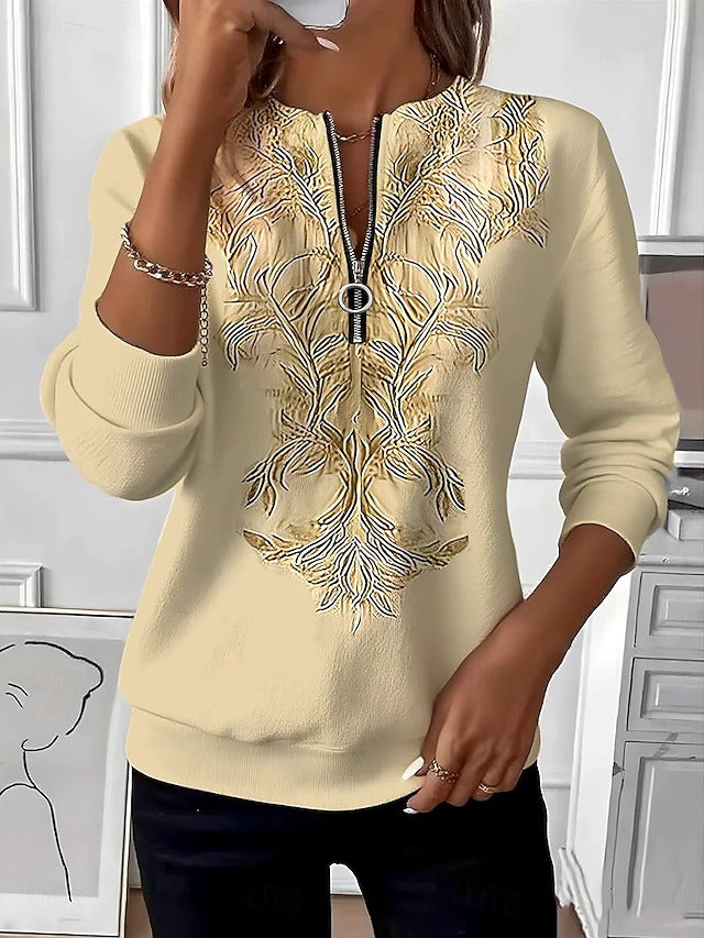 Zynara - Weicher Pullover mit Reißverschlusskragen