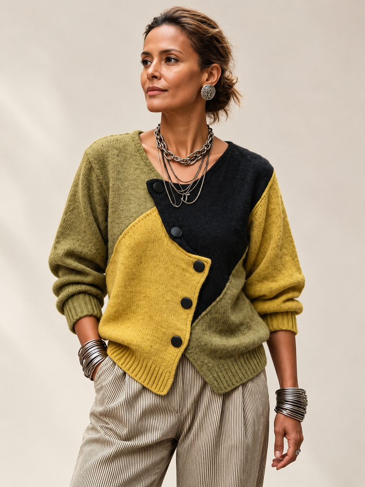Ismay - Asymmetrischer Cardigan mit Knopfleiste