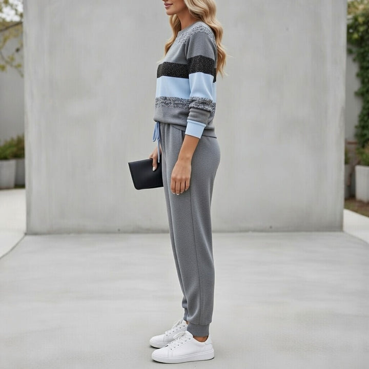 Cora - Gestreiftes Soft-Touch-Set aus Sweatshirt und Jogginghose