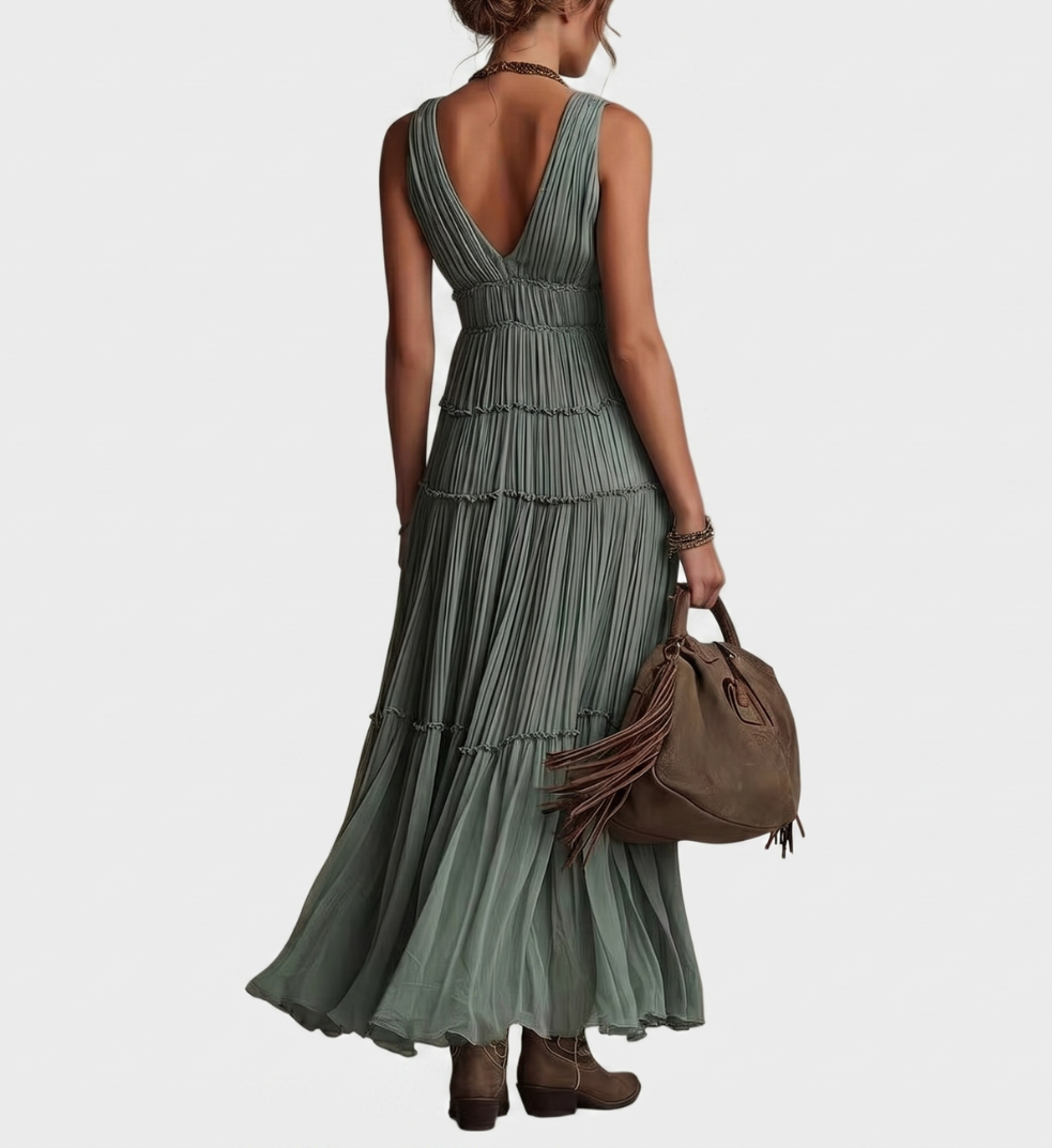 Alexa - Soft-Touch Boho-Maxikleid
