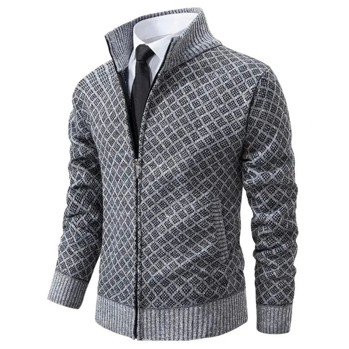 Aris - Gemusterte Strickjacke mit durchgehendem Reißverschluss