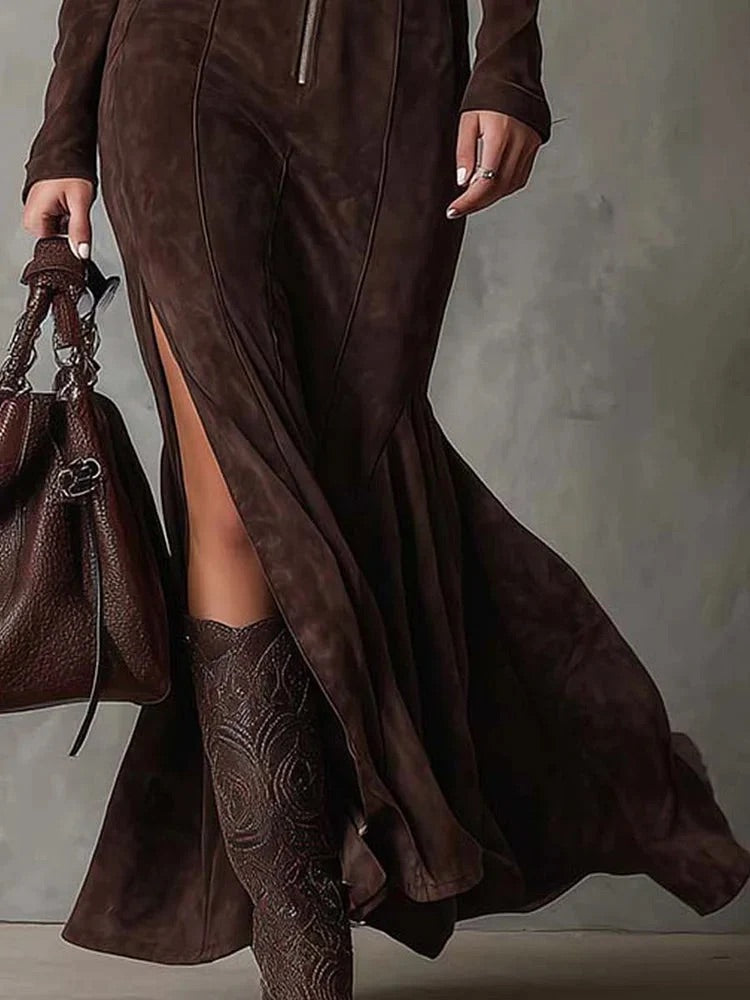 Lilah - Soft-Touch-Maxikleid mit Gürtel
