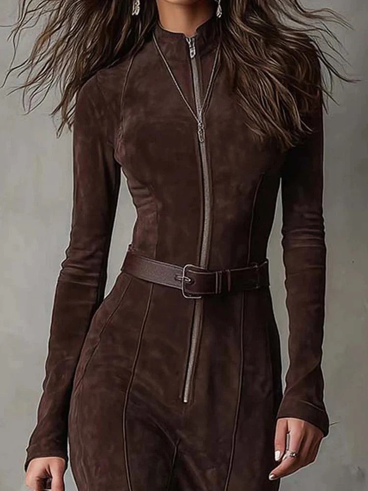 Lilah - Soft-Touch-Maxikleid mit Gürtel
