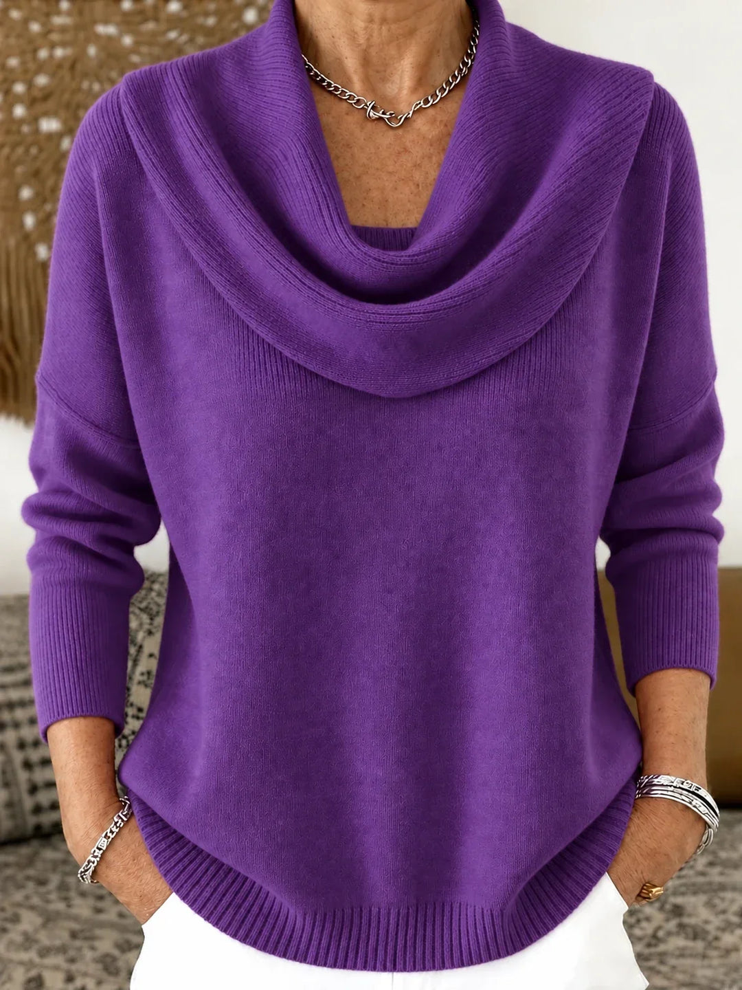 Esti - Soft-Touch-Pullover mit Wasserfallausschnitt