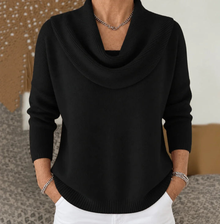 Esti - Soft-Touch-Pullover mit Wasserfallausschnitt