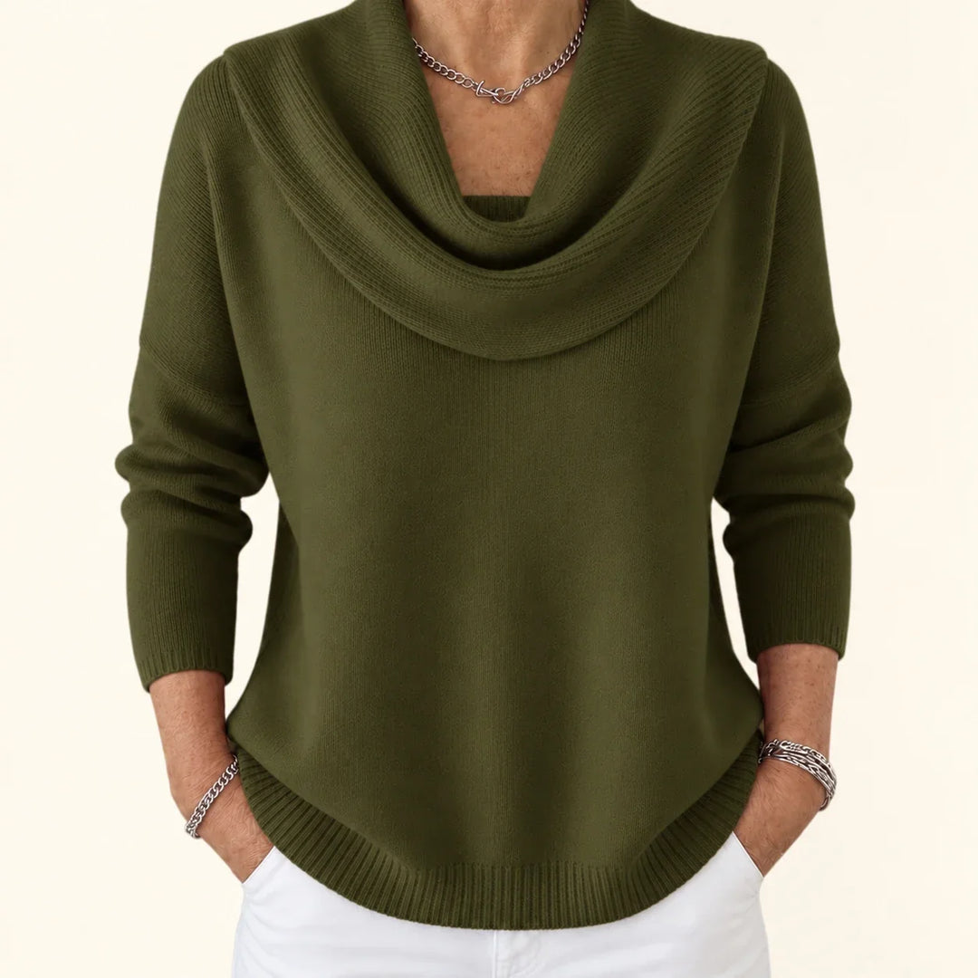 Esti - Soft-Touch-Pullover mit Wasserfallausschnitt