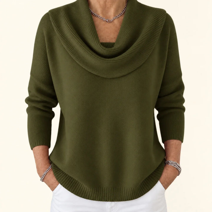Esti - Soft-Touch-Pullover mit Wasserfallausschnitt