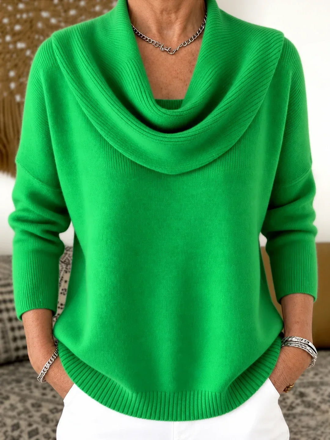 Esti - Soft-Touch-Pullover mit Wasserfallausschnitt