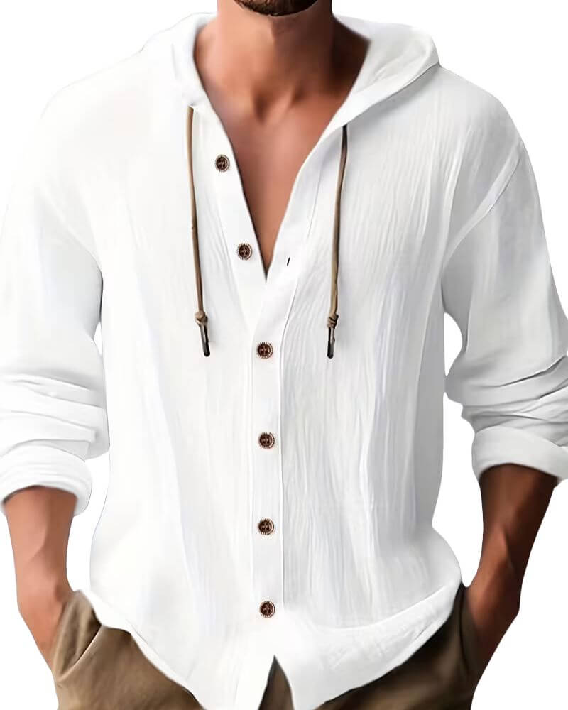 Fraser - ultrasoftes Henley-T-Shirt mit Kapuze