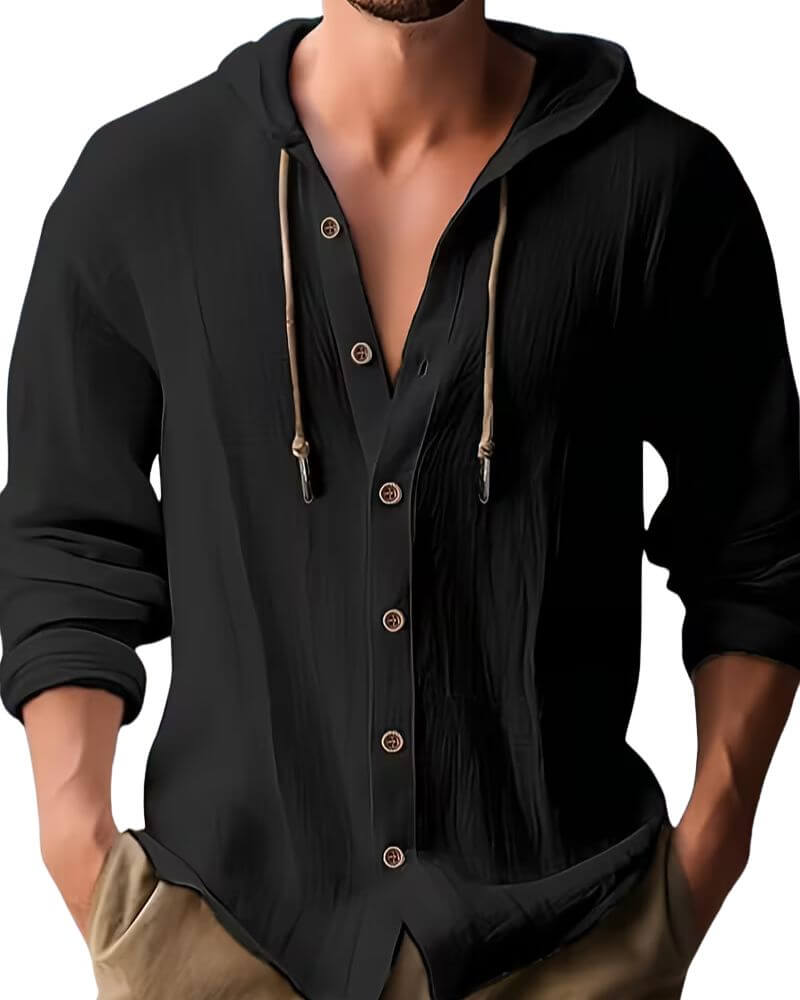 Fraser - ultrasoftes Henley-T-Shirt mit Kapuze