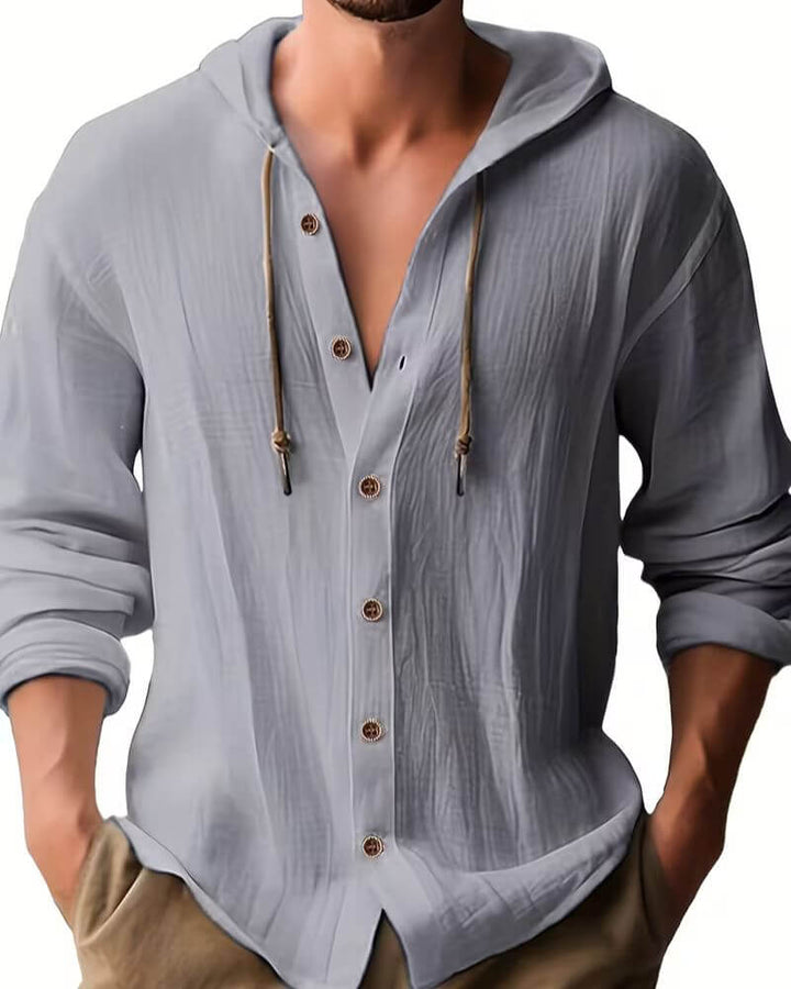Fraser - ultrasoftes Henley-T-Shirt mit Kapuze