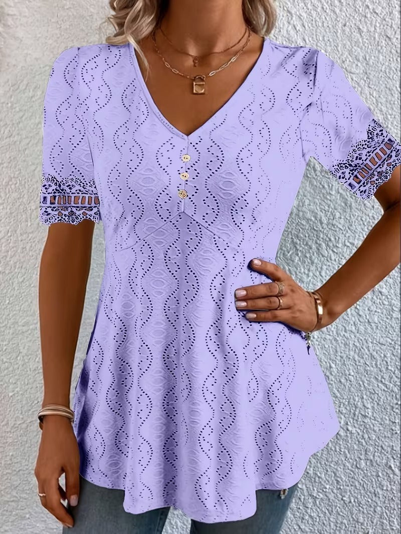 Meridia - Soft-Touch-Bluse mit V-Ausschnitt