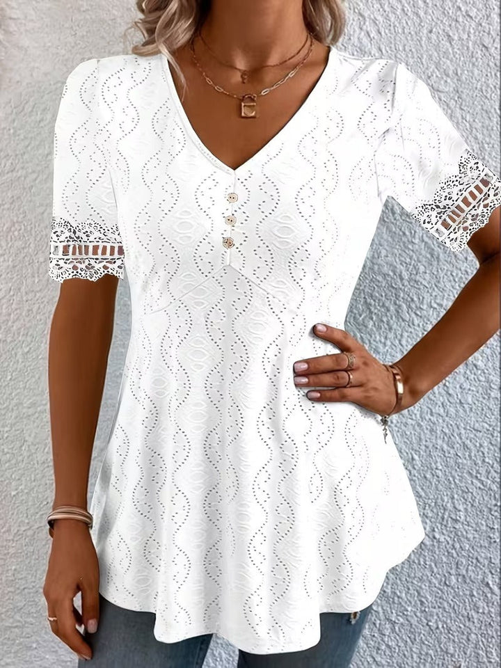 Meridia - Soft-Touch-Bluse mit V-Ausschnitt