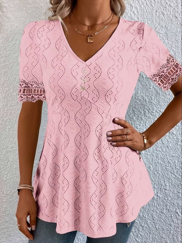 Meridia - Soft-Touch-Bluse mit V-Ausschnitt