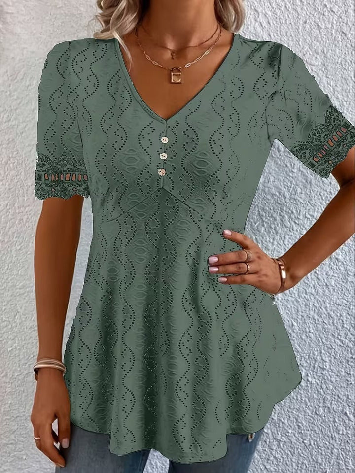 Meridia - Soft-Touch-Bluse mit V-Ausschnitt