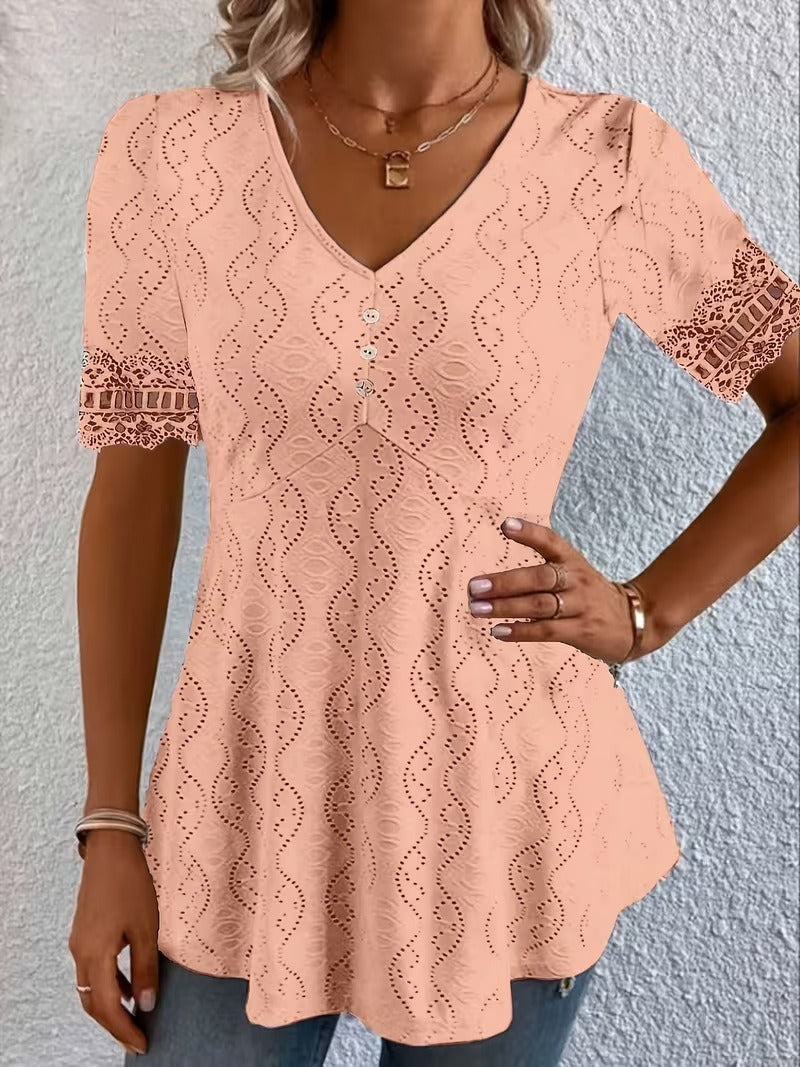 Meridia - Soft-Touch-Bluse mit V-Ausschnitt