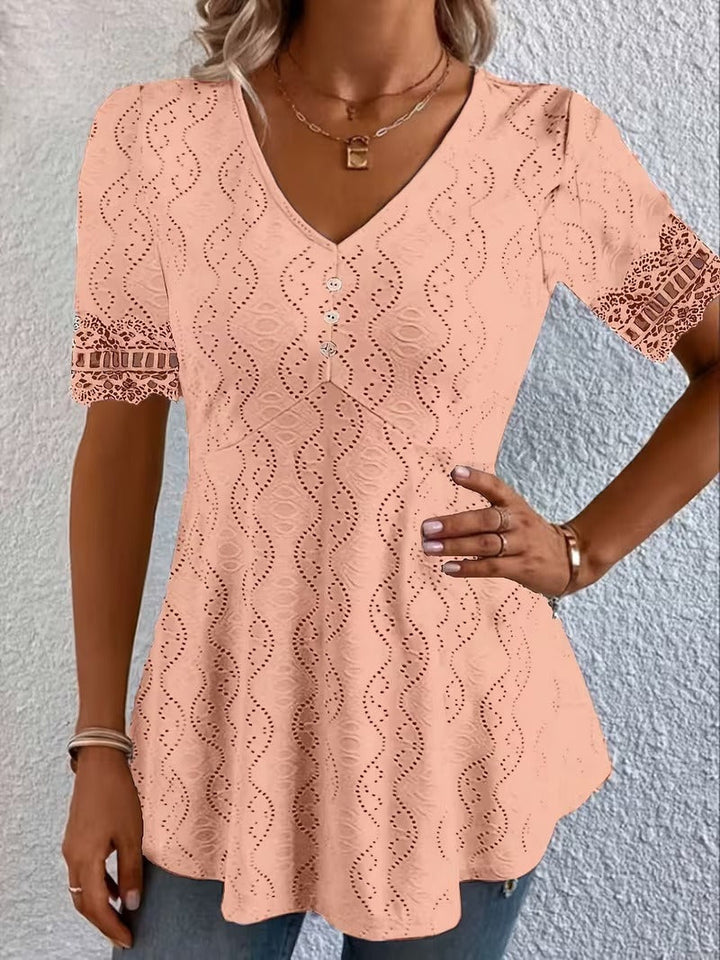 Meridia - Soft-Touch-Bluse mit V-Ausschnitt