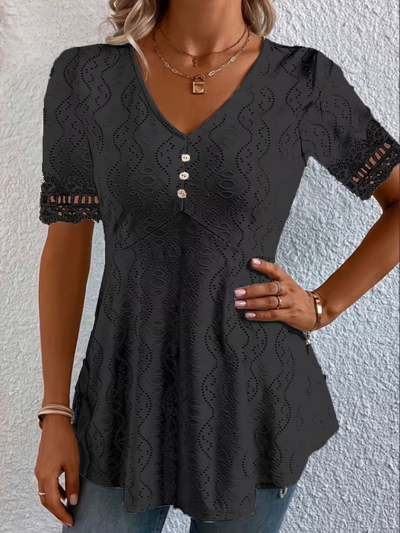 Meridia - Soft-Touch-Bluse mit V-Ausschnitt