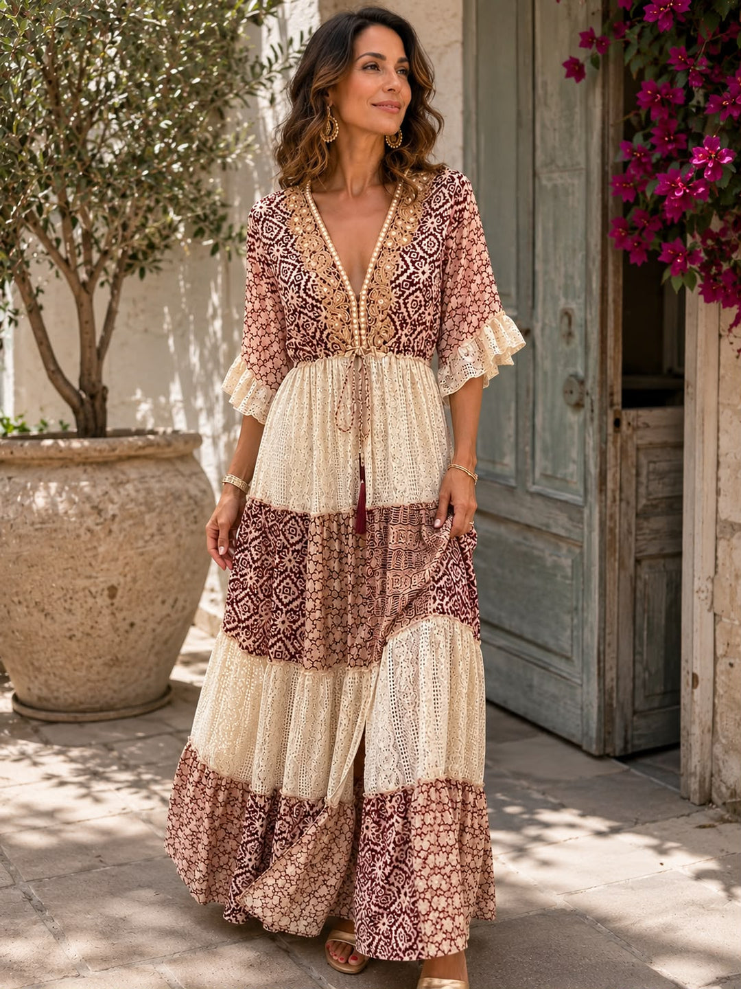 Faustine - Weichgriffiges Spitzen-Maxikleid