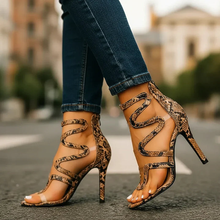 Naliera - Strukturierte Wickel-Stiletto-Sandalen