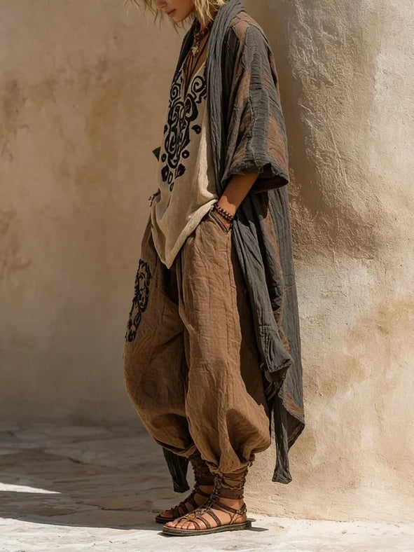 Aveline - 3-teiliges Loungewear-Set aus atmungsaktivem Leinen
