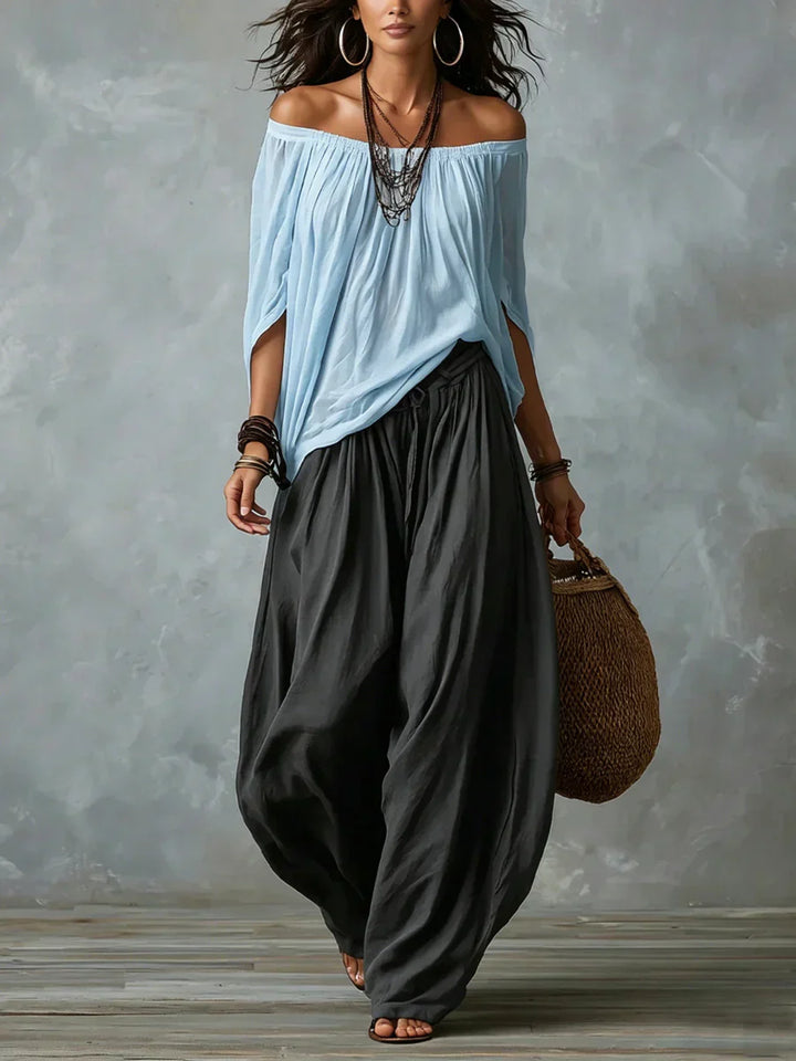 Ottavia - Set aus schulterfreiem Boho-Top und Haremshose