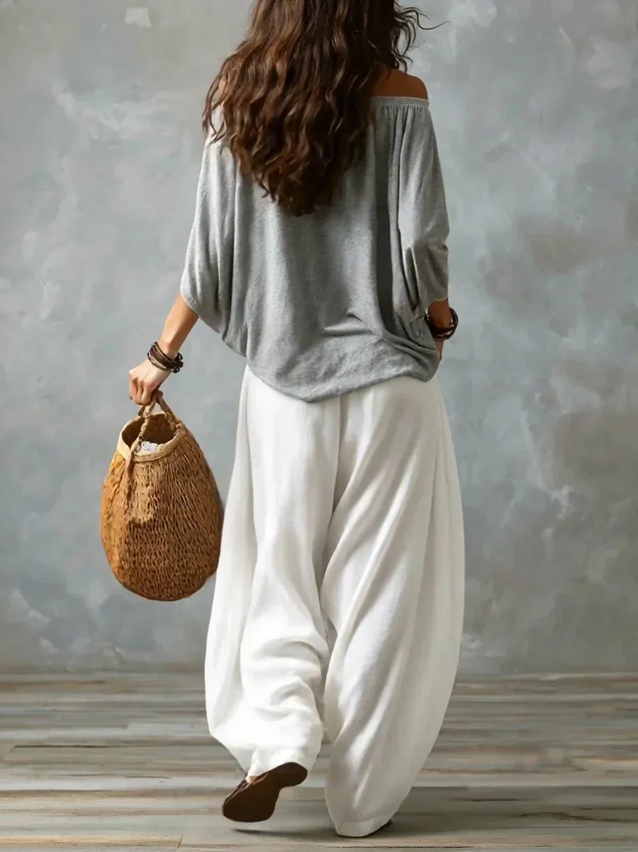 Ottavia - Set aus schulterfreiem Boho-Top und Haremshose