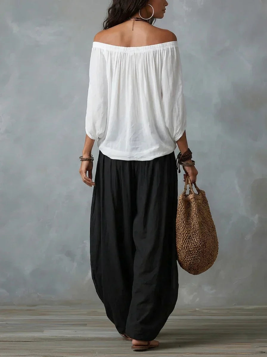 Ottavia - Set aus schulterfreiem Boho-Top und Haremshose