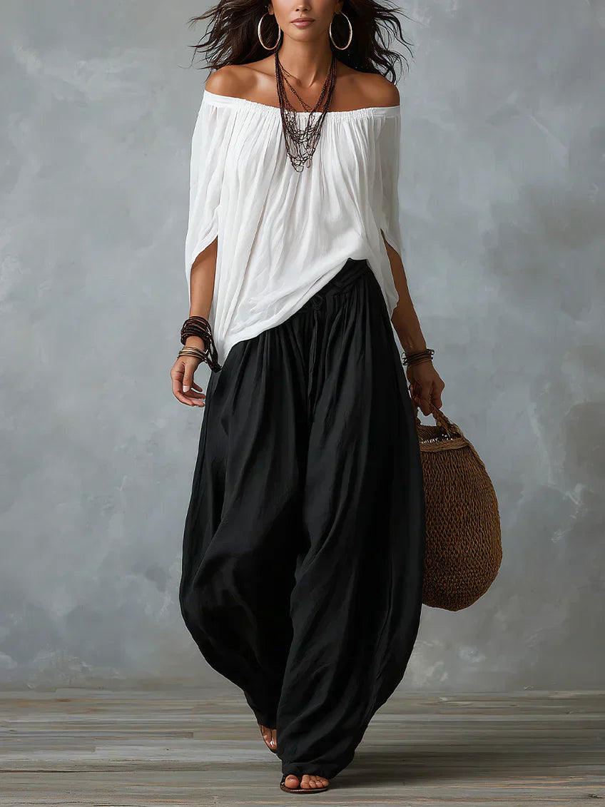 Ottavia - Set aus schulterfreiem Boho-Top und Haremshose