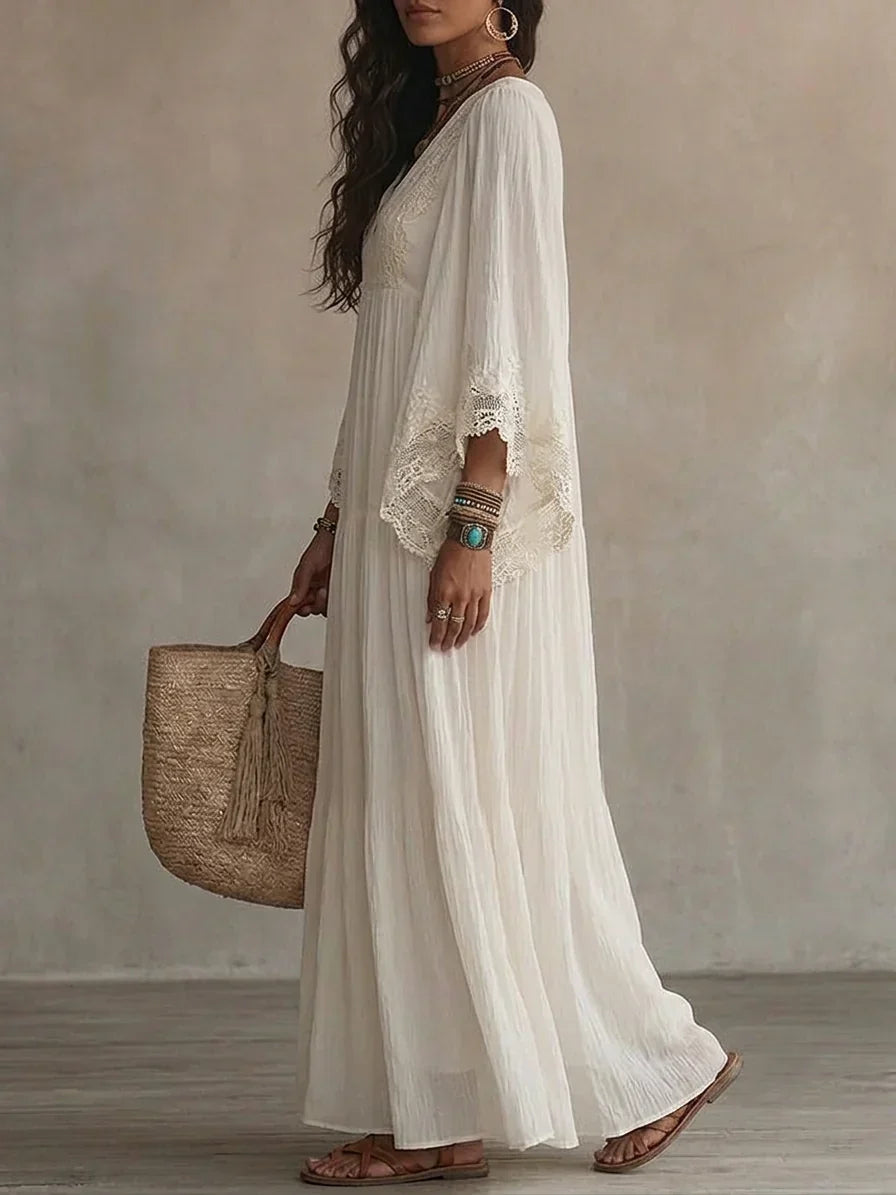 Aerinne - Luftiges, plissiertes Maxikleid