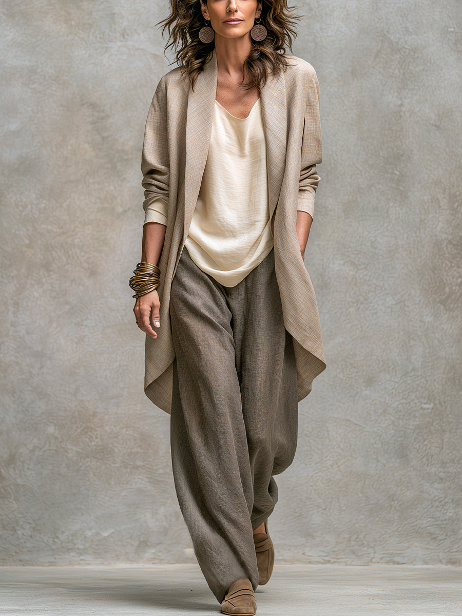 Isolenne - Dreiteiliger Premium-Hosenanzug mit Wide-Leg-Hose