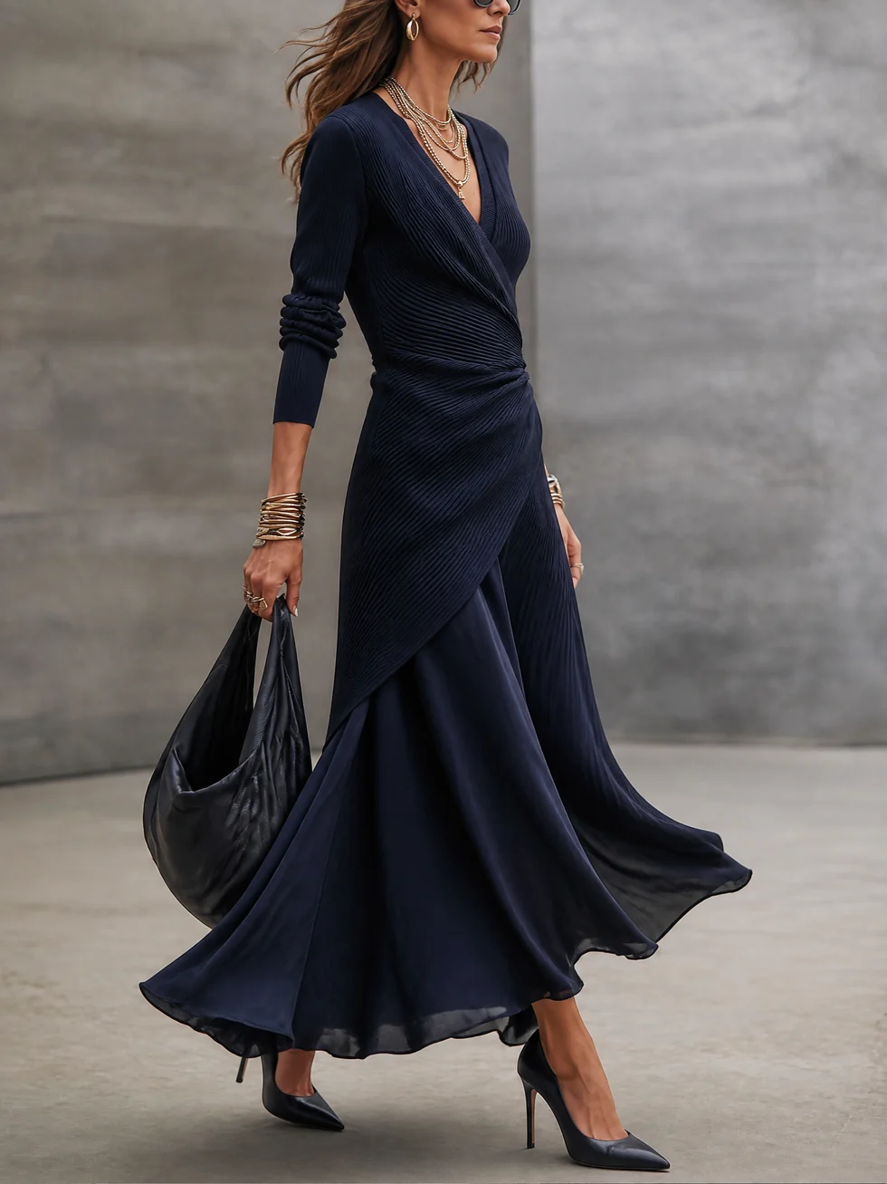 Etta - Strukturiertes Maxi-Wickelkleid