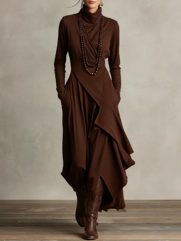 Celenora - Hochgeschlossenes Soft-Touch-Maxikleid