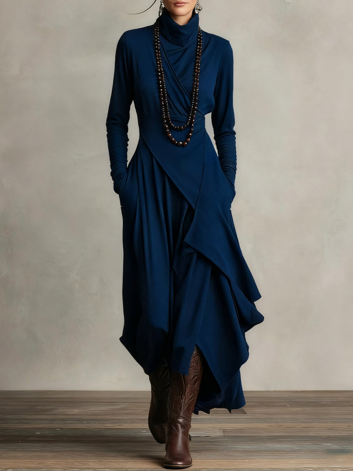 Celenora - Hochgeschlossenes Soft-Touch-Maxikleid