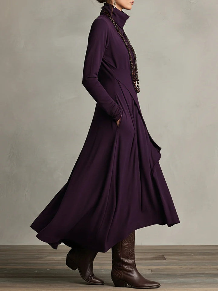 Celenora - Hochgeschlossenes Soft-Touch-Maxikleid