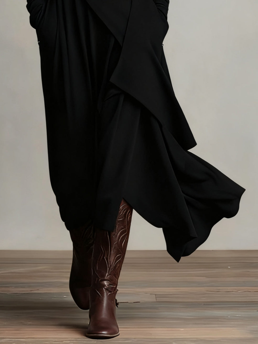 Celenora - Hochgeschlossenes Soft-Touch-Maxikleid